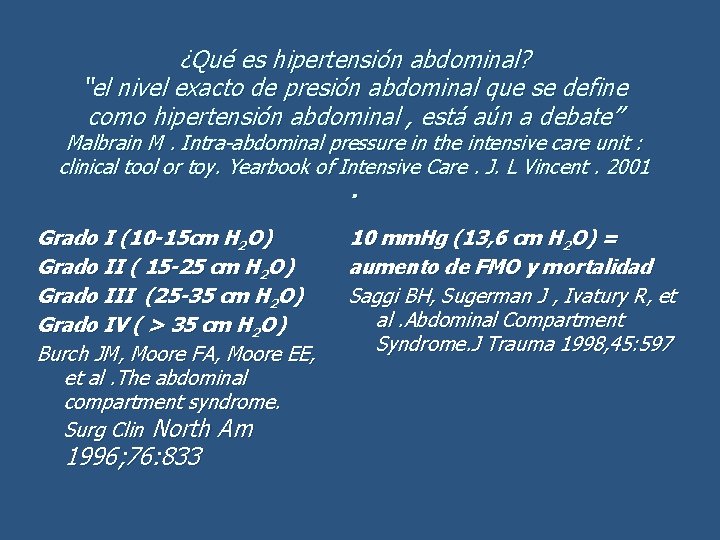 ¿Qué es hipertensión abdominal? “el nivel exacto de presión abdominal que se define como