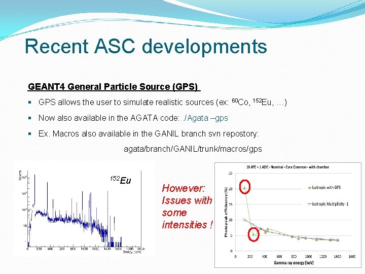 Recent ASC developments GEANT 4 General Particle Source (GPS) § GPS allows the user