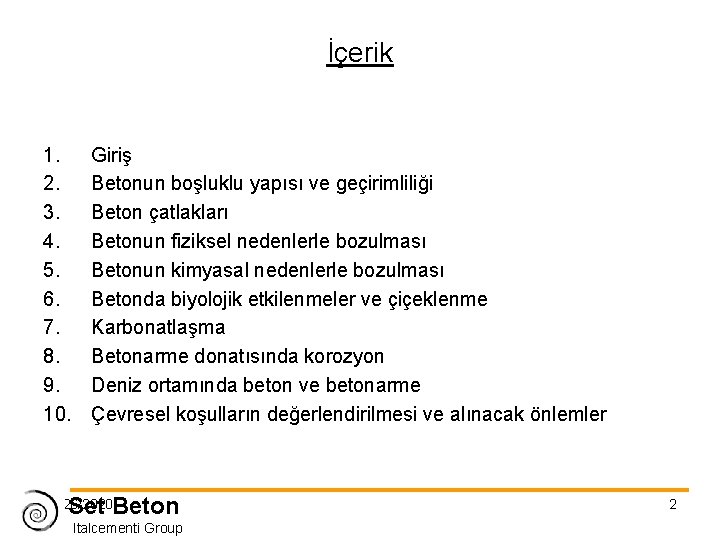 İçerik 1. 2. 3. 4. 5. 6. 7. 8. 9. 10. Giriş Betonun boşluklu