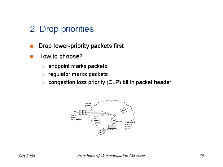 2. Drop priorities n Drop lower-priority packets first n How to choose? u u