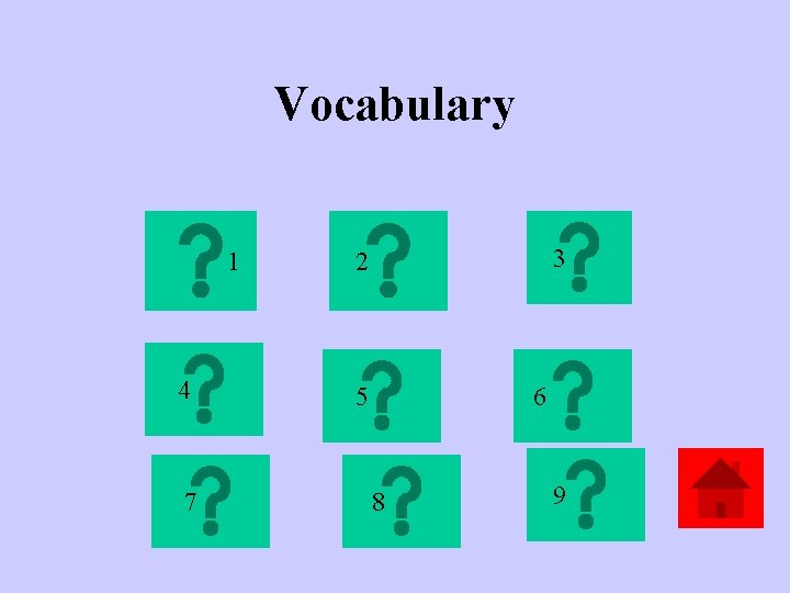 Vocabulary 1 4 7 3 2 5 6 8 9 