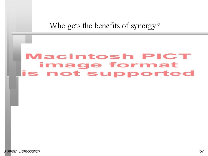 Who gets the benefits of synergy? Aswath Damodaran 67 