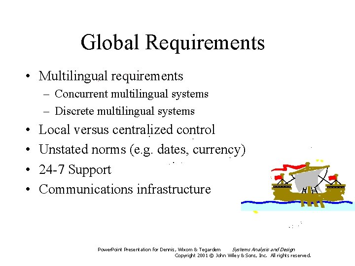 Global Requirements • Multilingual requirements – Concurrent multilingual systems – Discrete multilingual systems •