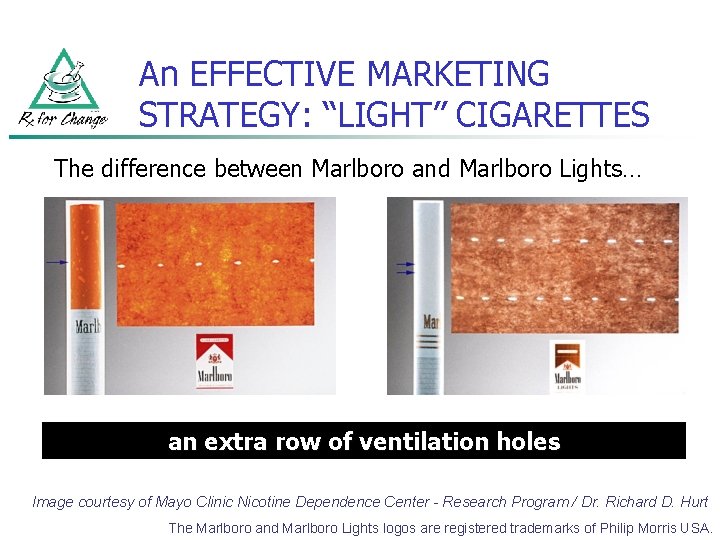 An EFFECTIVE MARKETING STRATEGY: “LIGHT” CIGARETTES The difference between Marlboro and Marlboro Lights… an