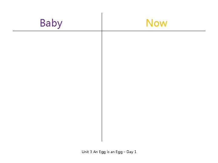 Baby Now Unit 3 An Egg is an Egg – Day 1 