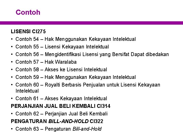 Contoh LISENSI CI 275 • Contoh 54 – Hak Menggunakan Kekayaan Intelektual • •