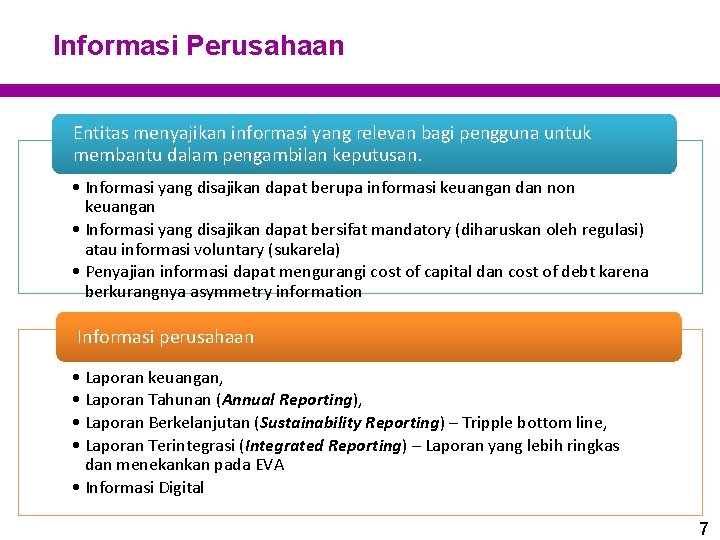 Informasi Perusahaan Entitas menyajikan informasi yang relevan bagi pengguna untuk membantu dalam pengambilan keputusan.