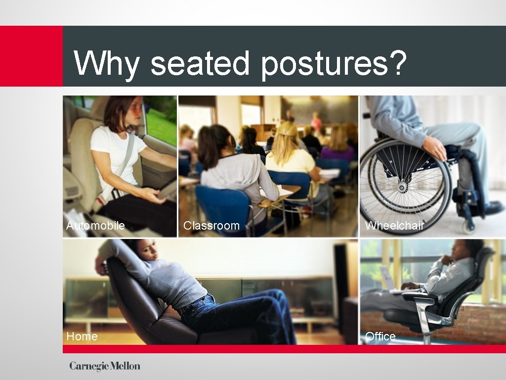 Why seated postures? Automobile Home Classroom Wheelchair Office 