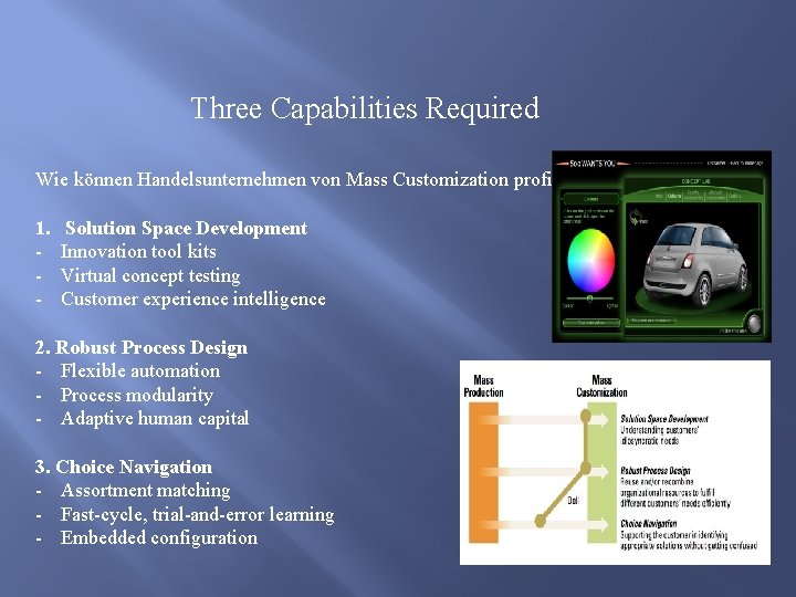 Three Capabilities Required Wie können Handelsunternehmen von Mass Customization profitieren? 1. - Solution Space