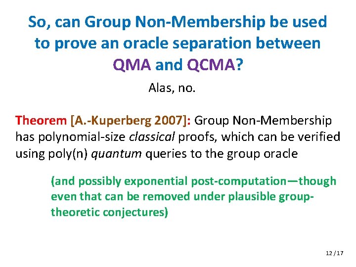 So, can Group Non-Membership be used to prove an oracle separation between QMA and