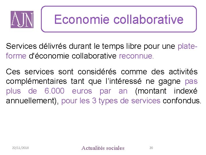 Economie collaborative Services délivrés durant le temps libre pour une plateforme d'économie collaborative reconnue.