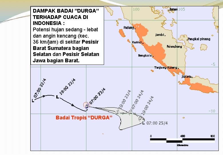DAMPAK BADAI ”DURGA” TERHADAP CUACA DI INDONESIA : Potensi hujan sedang - lebat dan