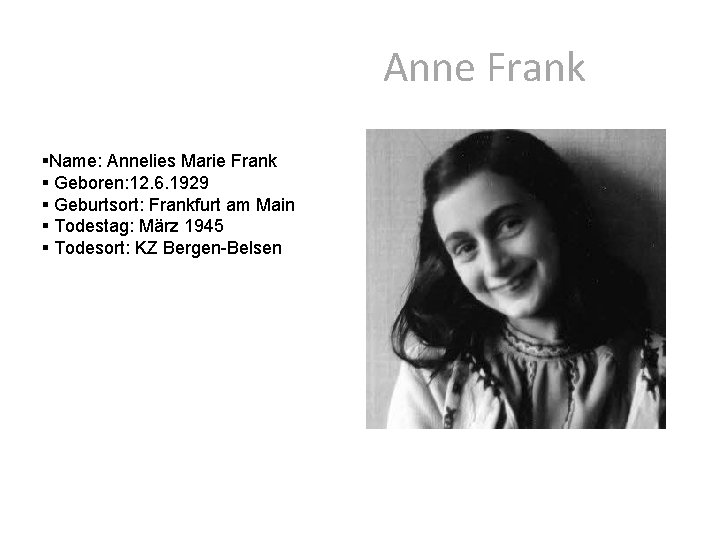 Anne Frank 1929 1945 FAKTEN DES BUCHES Titel