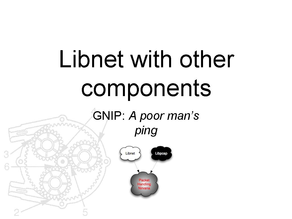 Libnet with other components GNIP: A poor man’s ping 