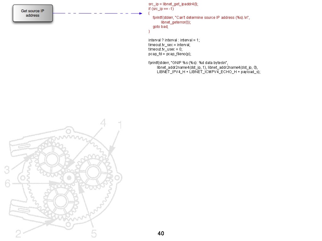 src_ip = libnet_get_ipaddr 4(l); if (src_ip == -1) { fprintf(stderr, "Can't determine source IP