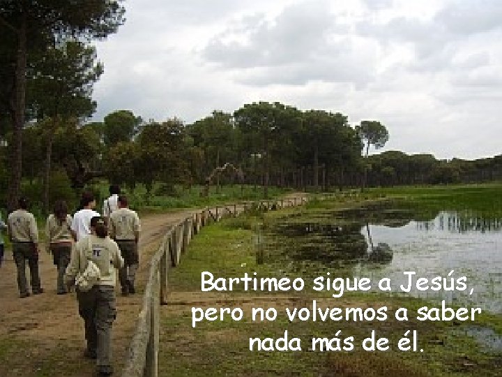 Bartimeo sigue a Jesús, pero no volvemos a saber nada más de él. 