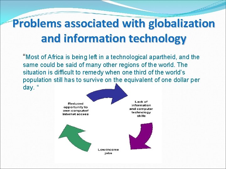 Problems associated with globalization and information technology “Most of Africa is being left in
