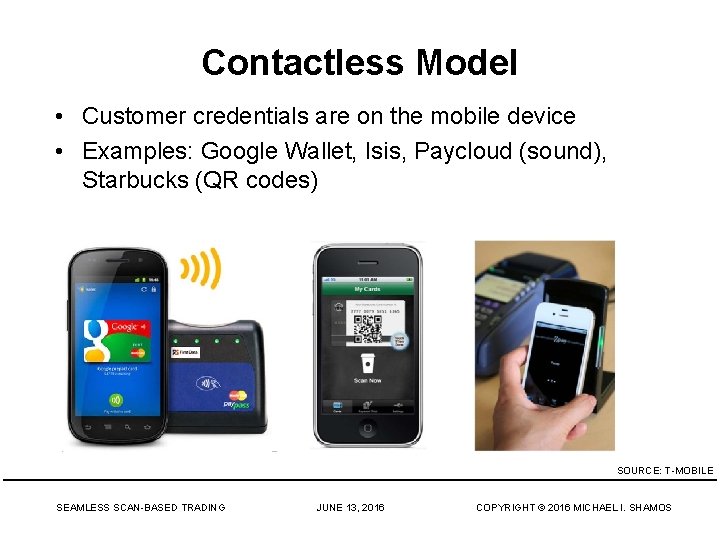Contactless Model • Customer credentials are on the mobile device • Examples: Google Wallet,