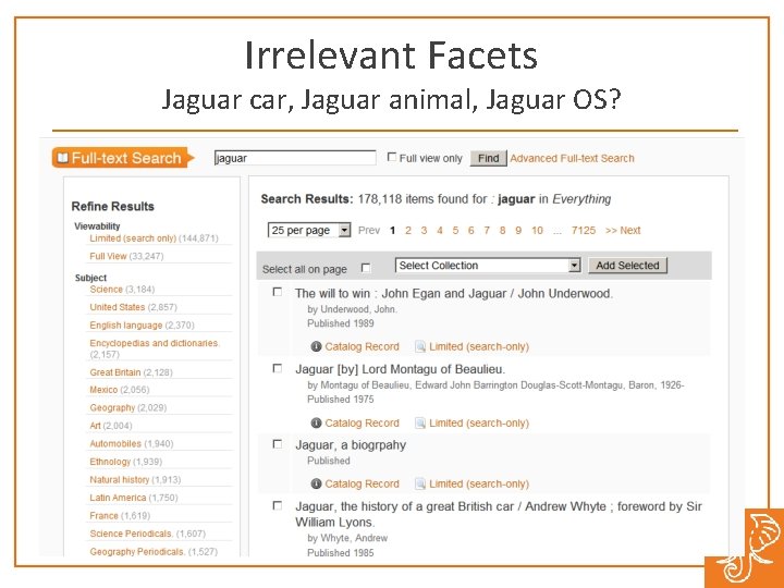 Irrelevant Facets Jaguar car, Jaguar animal, Jaguar OS? 