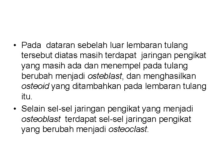  • Pada dataran sebelah luar lembaran tulang tersebut diatas masih terdapat jaringan pengikat