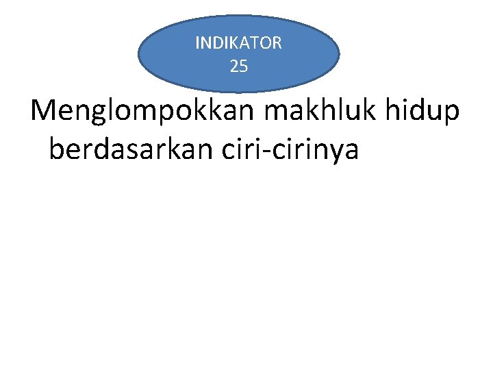 INDIKATOR 25 Menglompokkan makhluk hidup berdasarkan cirinya 