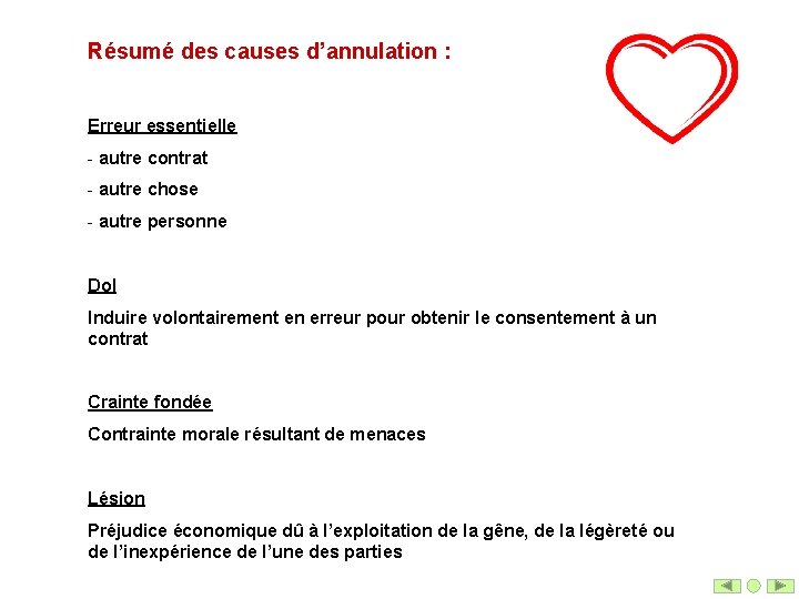 Résumé des causes d’annulation : Erreur essentielle - autre contrat - autre chose -