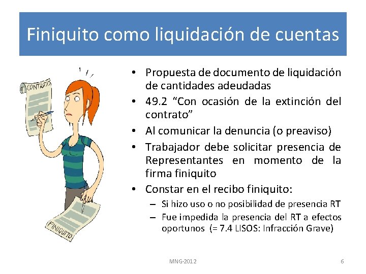 Finiquito como liquidación de cuentas • Propuesta de documento de liquidación de cantidades adeudadas