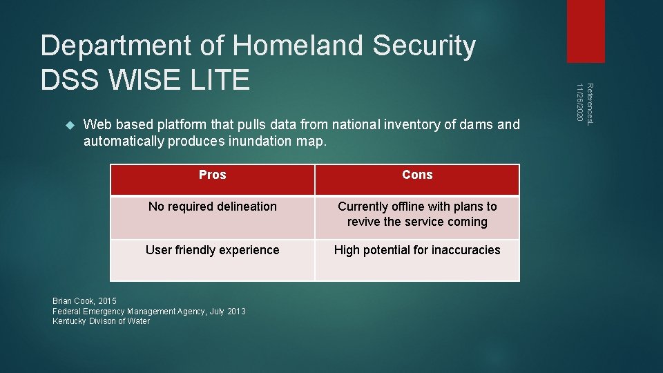  Web based platform that pulls data from national inventory of dams and automatically