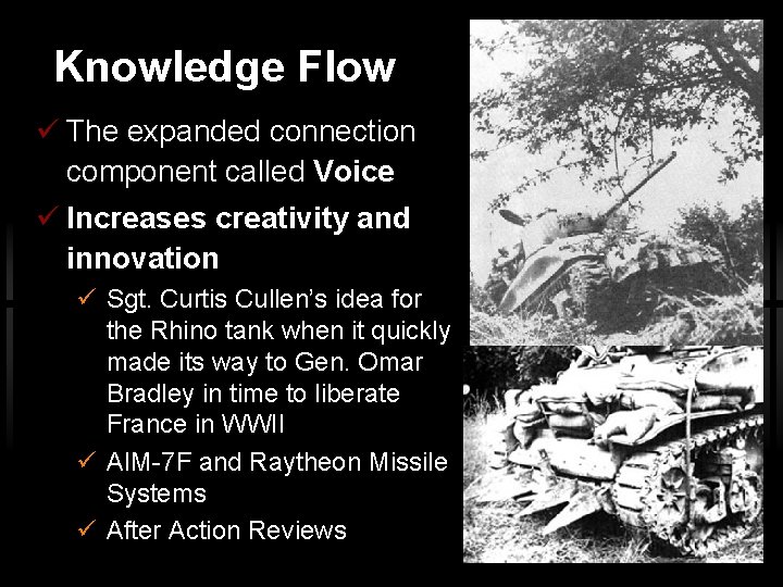 Knowledge Flow ü The expanded connection component called Voice ü Increases creativity and innovation