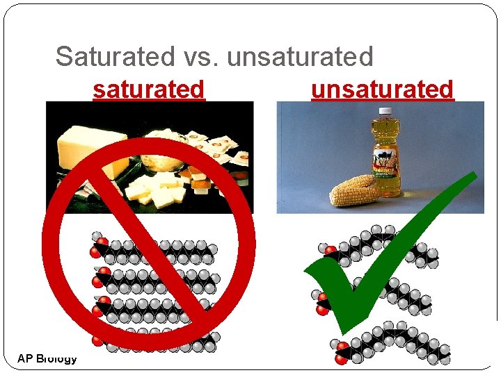Saturated vs. unsaturated AP Biology unsaturated Saturated vs. unsaturated AP Biology unsaturated