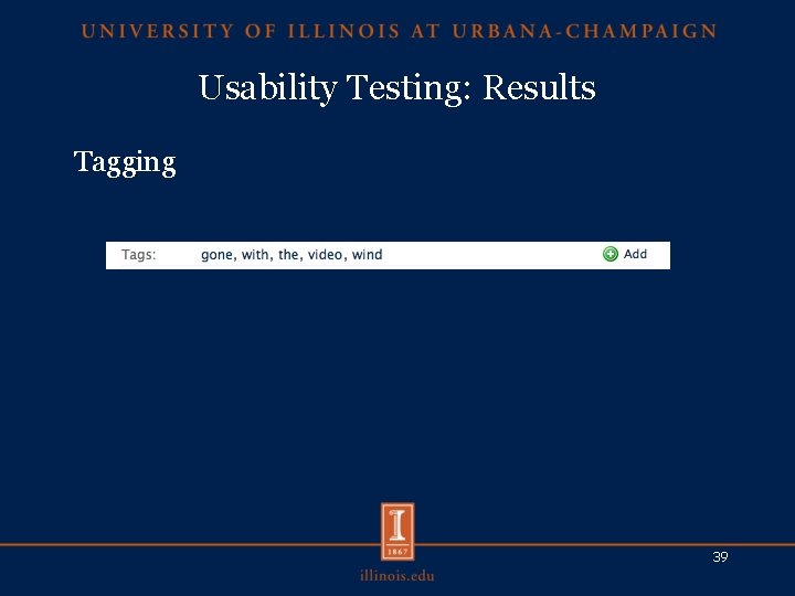 Usability Testing: Results Tagging 39 