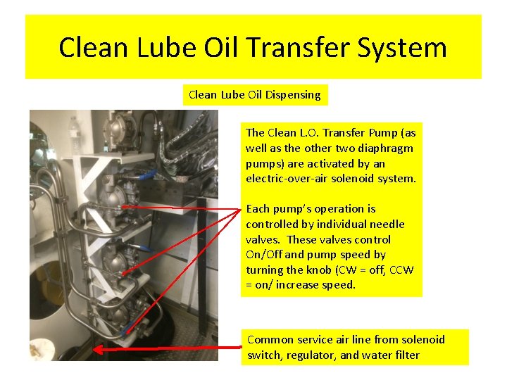 Clean Lube Oil Transfer System Clean Lube Oil Dispensing The Clean L. O. Transfer