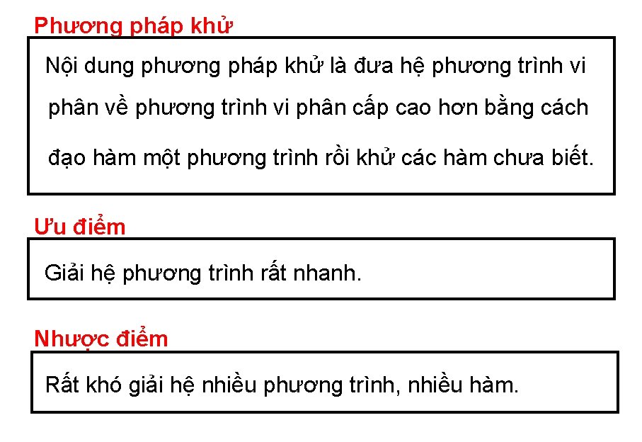 Phương pháp khử Nội dung phương pháp khử là đưa hệ phương trình vi