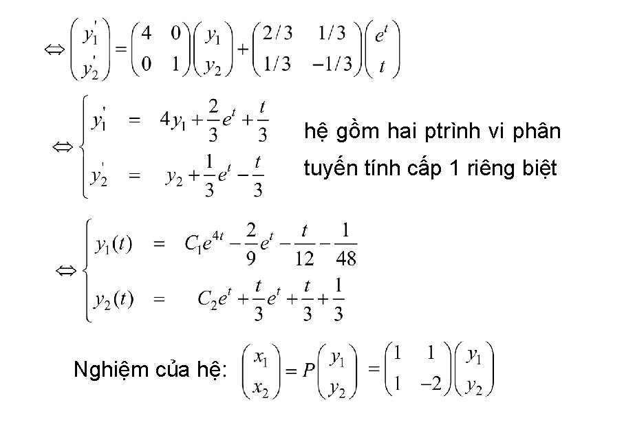 hệ gồm hai ptrình vi phân tuyến tính cấp 1 riêng biệt Nghiệm của
