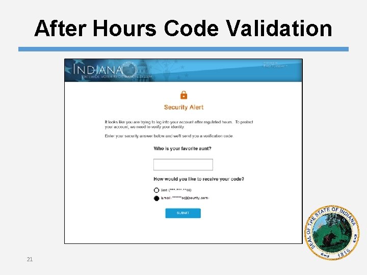 After Hours Code Validation 21 