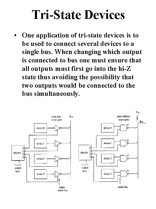 Tri-State Devices • One application of tri-state devices is to be used to connect