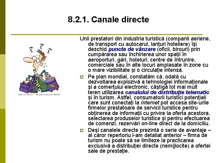 8. 2. 1. Canale directe Unii prestatori din industria turistică (companii aeriene, de transport