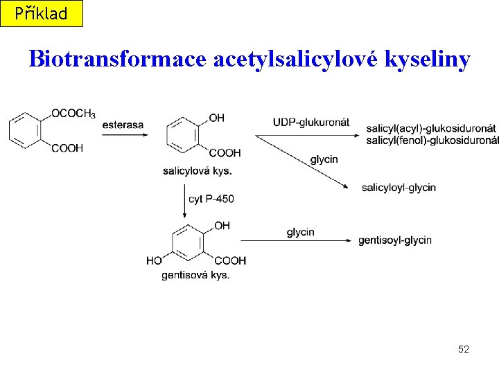 Příklad Biotransformace acetylsalicylové kyseliny 52 