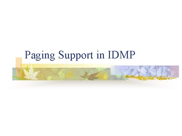 Paging Support in IDMP 