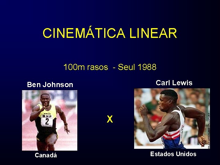 CINEMÁTICA LINEAR 100 m rasos - Seul 1988 Carl Lewis Ben Johnson X Canadá