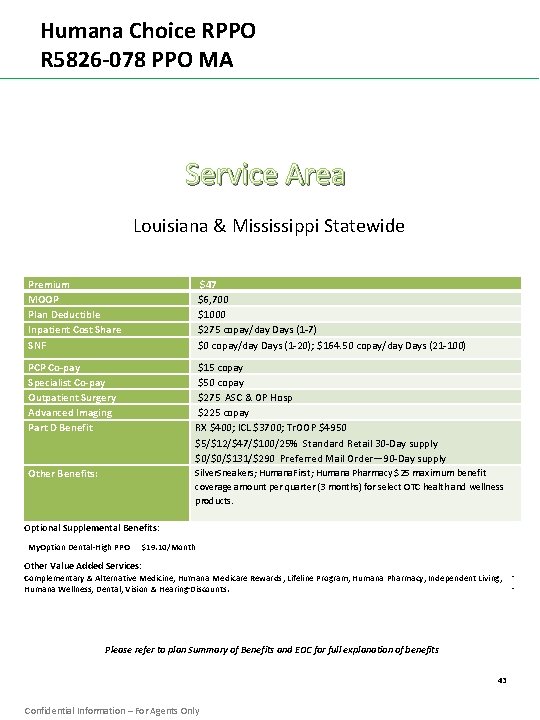 Humana Choice RPPO R 5826 -078 PPO MA Service Area Louisiana & Mississippi Statewide