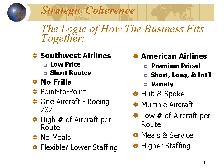 Strategic Coherence The Logic of How The Business Fits Together: Southwest Airlines Low Price