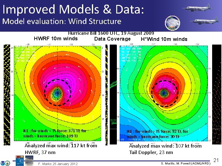 Improved Models & Data: Model evaluation: Wind Structure Hurricane Bill 1600 UTC, 19 August
