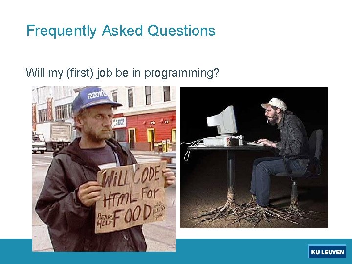 Frequently Asked Questions Will my (first) job be in programming? 