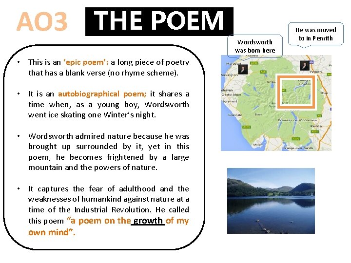 POEM AO 3 THE Contextual Introduction Wordsworth was born here • This is an