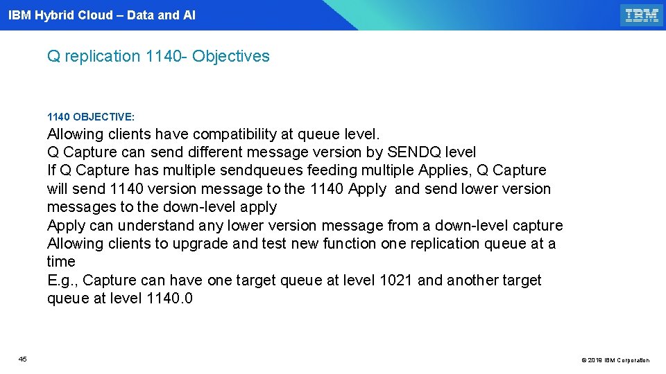 IBM Hybrid Cloud – Data and AI Q replication 1140 - Objectives 1140 OBJECTIVE: