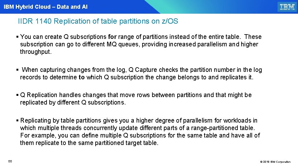 IBM Hybrid Cloud – Data and AI IIDR 1140 Replication of table partitions on