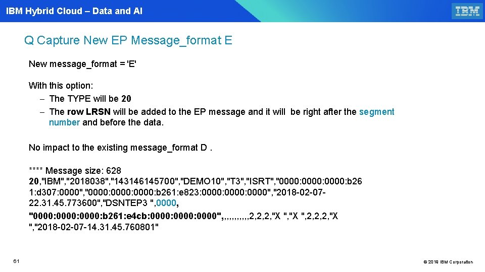IBM Hybrid Cloud – Data and AI Q Capture New EP Message_format E New