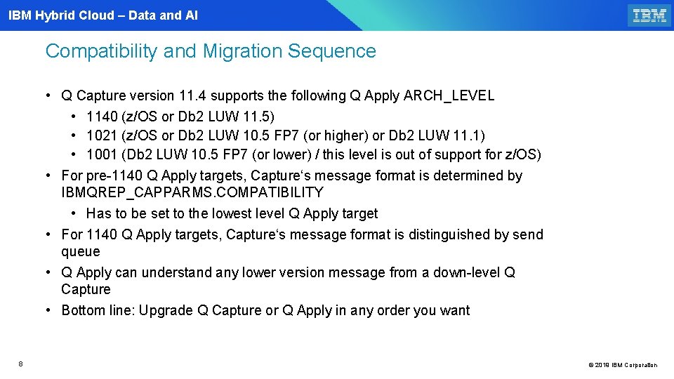 IBM Hybrid Cloud – Data and AI Compatibility and Migration Sequence • Q Capture