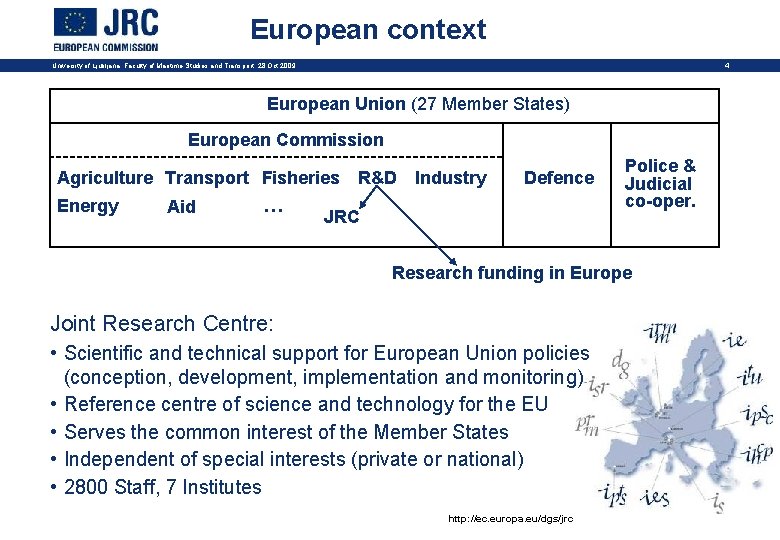 European context 4 University of Ljubljana, Faculty of Maritime Studies and Transport, 28 Oct